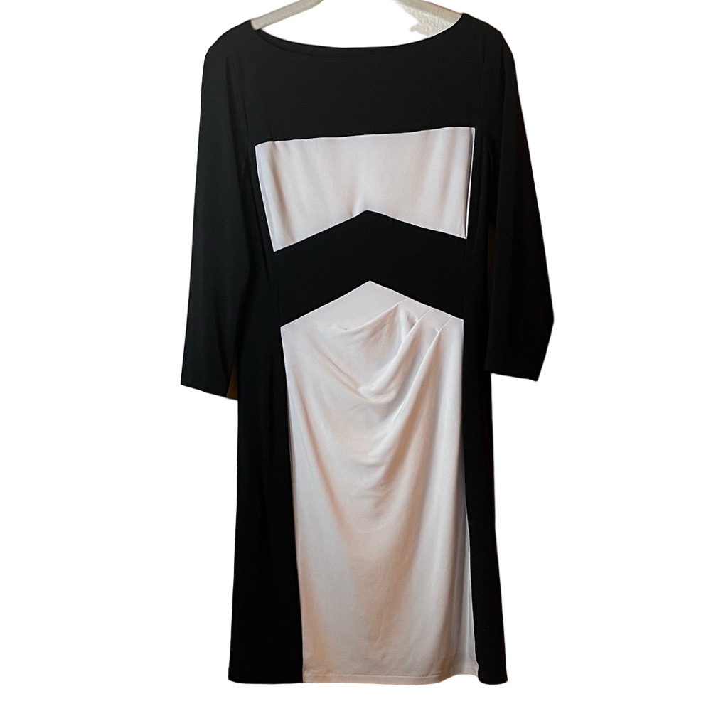 Ralph Lauren Elegant Black and White Long Sleeve Dress 6P